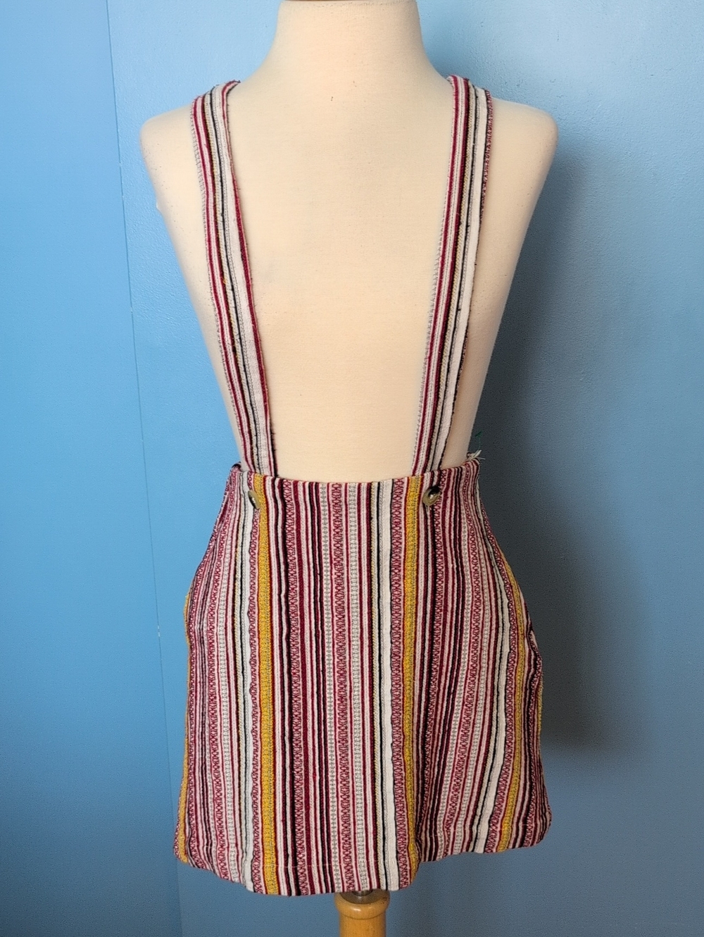 Urban Outfitters Vertical Stripe Suspender Jumper Skirt Boho Size S